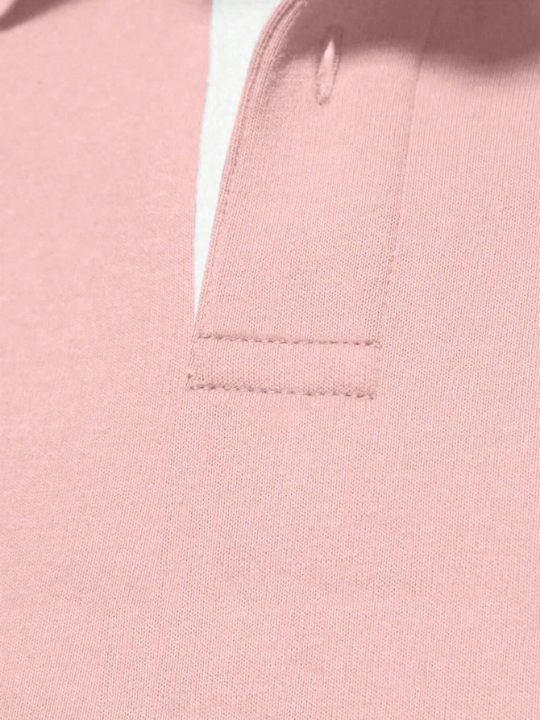 Manfinity Homme Loose Men's Color Blocked Polo Collar Long-Sleeved Sweatshirt