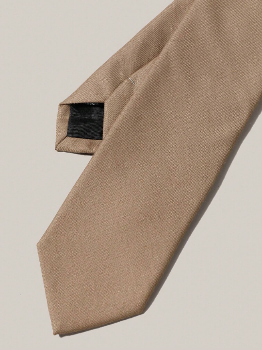 1pc Men's Khaki-Colored Fashionable Western-Style Suit Material Diagonal Stripe & Plaid All-Match Tie For Business Look