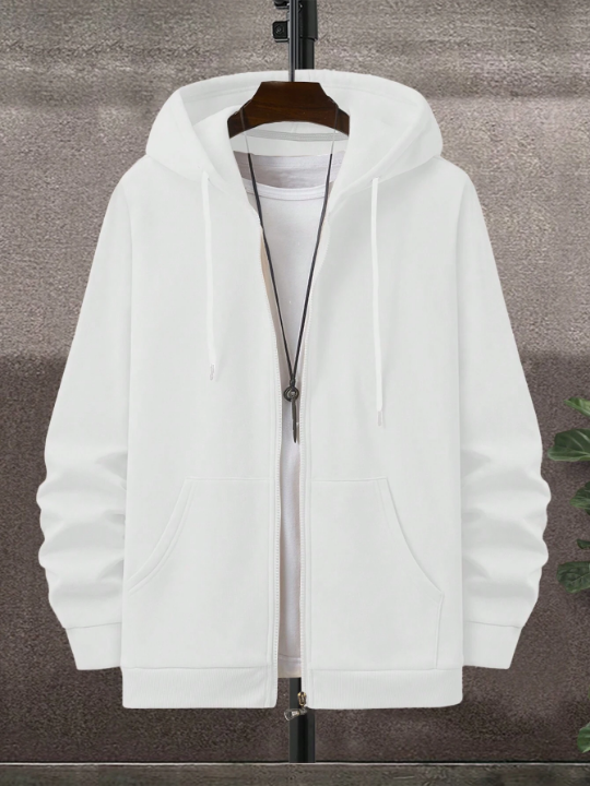 Cottnline Men's Zipper Cardigan Style Hooded Sweatshirt With Drawstrings, Fleece Lined