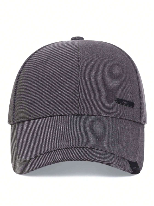 1pc Men's Baseball Cap With Leather Patch, Outdoor Sun Protection Adjustble Casual Hat For Spring & Autumn