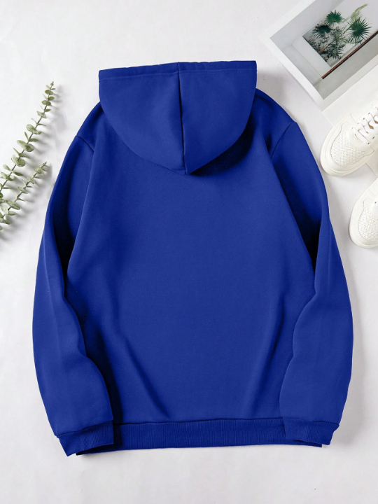 Men's Solid Color Fleece Drawstring Hoodie