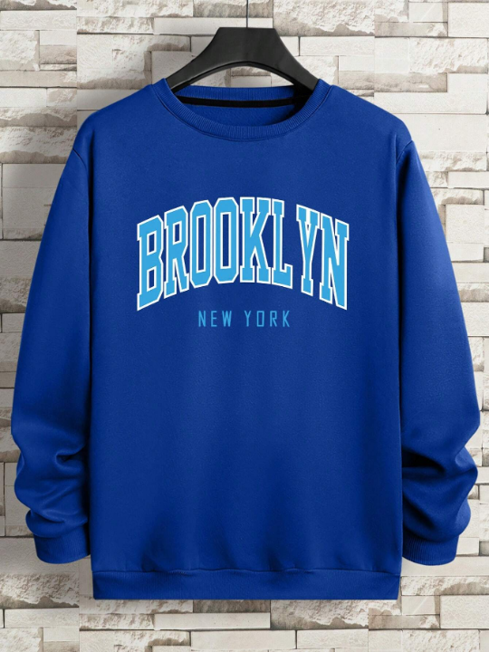 Men's Letter Printed Round Neck Sweatshirt