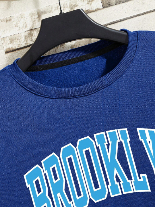 Men's Letter Printed Round Neck Sweatshirt