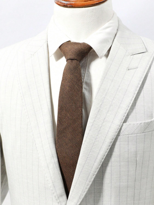 1pc Men's Casual Business Style Diagonal Stripe & Small Plaid Necktie, Suitable For Daily Wear & Formal Occasions