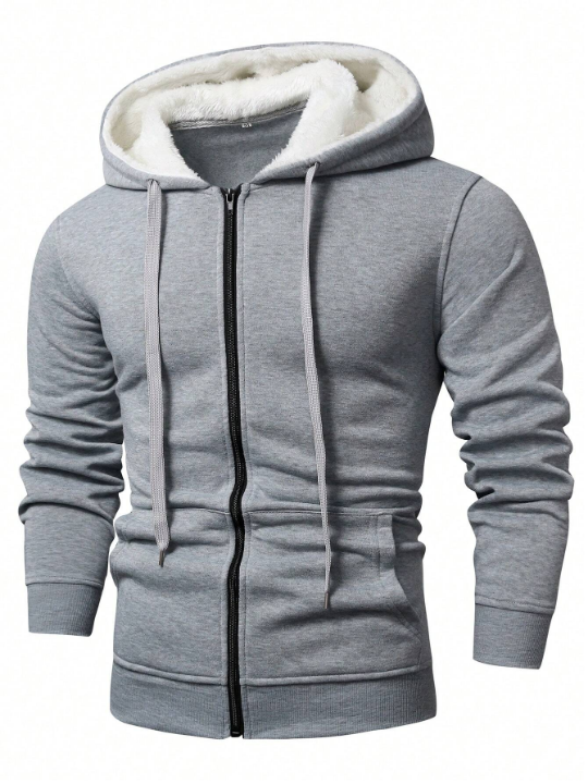 Manfinity Basics Men's Zipper Fly Hoodie With Drawstring Closure