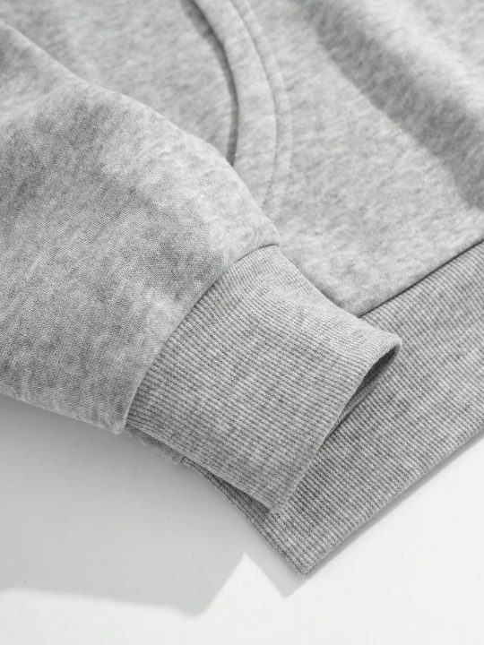 Men's Solid Color Zipper Drawstring Hooded Sweatshirt