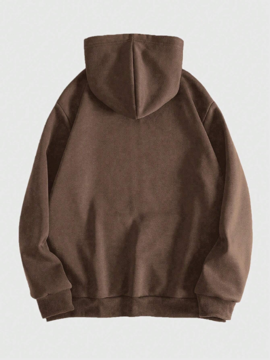 ROMWE Grunge Punk Men's Skull Letter Print Zipper Closure Hoodie, Long Sleeve