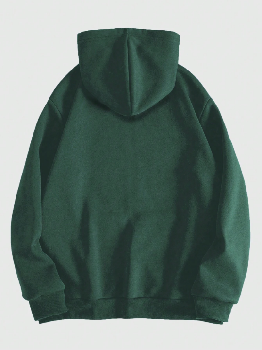 ROMWE Grunge Punk Men'S Skull Letter Print Zipper Front Hooded Long Sleeve Sweatshirt