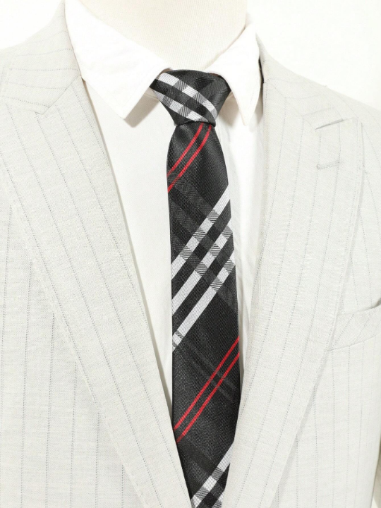 1pc Men's Fashion Diagonal Striped Knotted Tie Suitable For Business Banquets