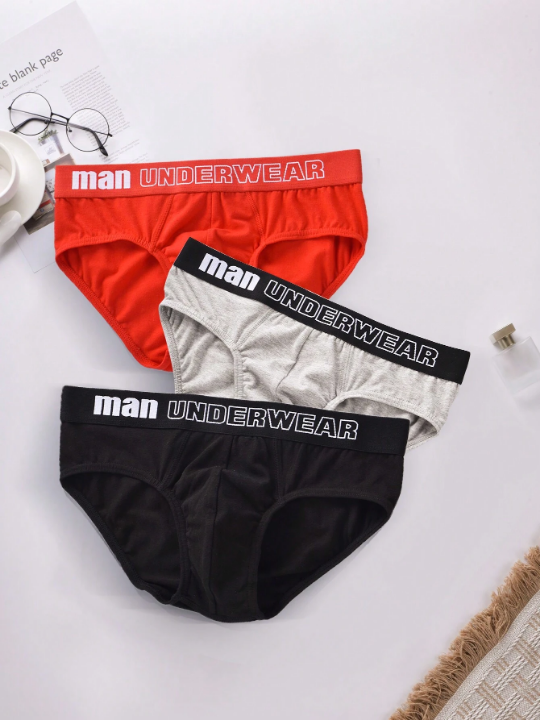 Men's Triangle Briefs With Letter Print Waistband