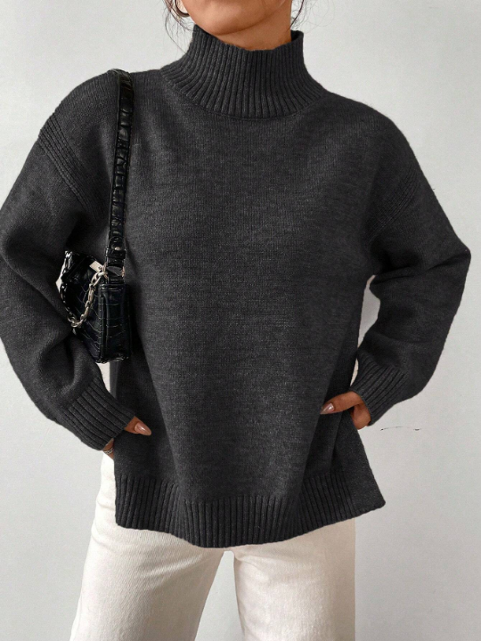Essnce High Neck Drop Shoulder Sweater