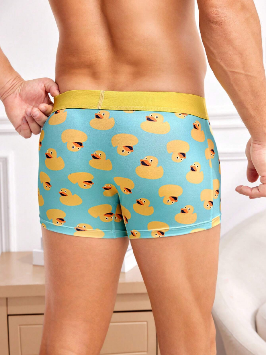 Men's Cartoon Duck Printed Boxer Briefs
