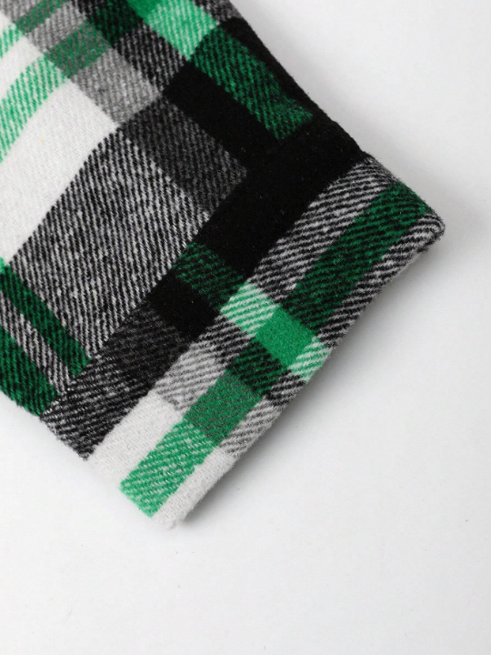 Manfinity Hypemode Loose Men's Hooded Checked Contrast Color Drawstring Overcoat