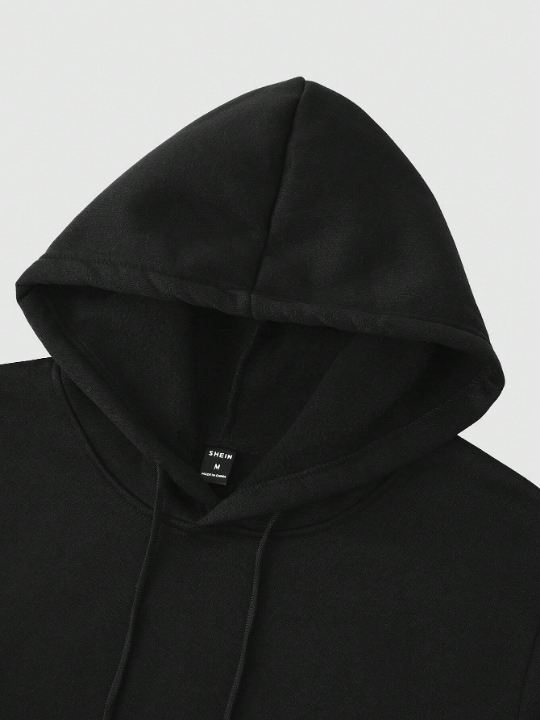 Manfinity Hypemode Men's Thermal Lined Hoodie Sweatshirt With Drawstring & Letter Printing