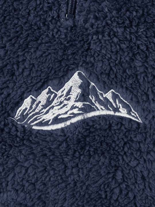 Manfinity Sporsity Men's Plush Hoodie With Printed Mountain Pattern