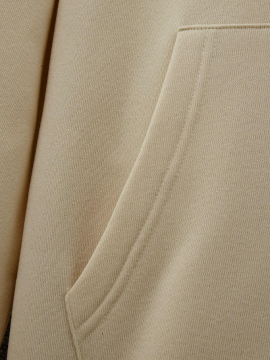 Manfinity Hypemode Men's Letter Printed Kangaroo Pocket Fleece Lined Hoodie