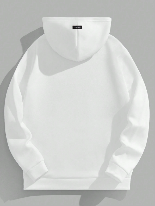 Manfinity Hypemode Men's Hoodie With Slogan Print, Patch Details And Fleece Lining