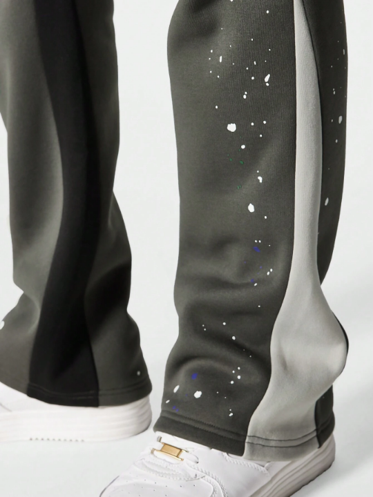 SUMWON Flare Fit Jogger With Paint Print