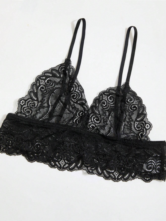 Classic Sexy Floral Lace Bralette With Floral Print Shorts