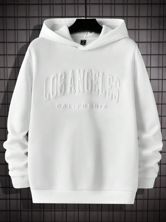 Manfinity Homme Men's Letter Print Hooded Casual Sweatshirt