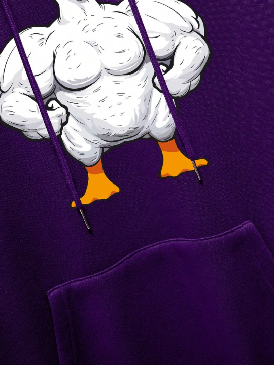 Men'S Cartoon Printed Drawstring Hoodie