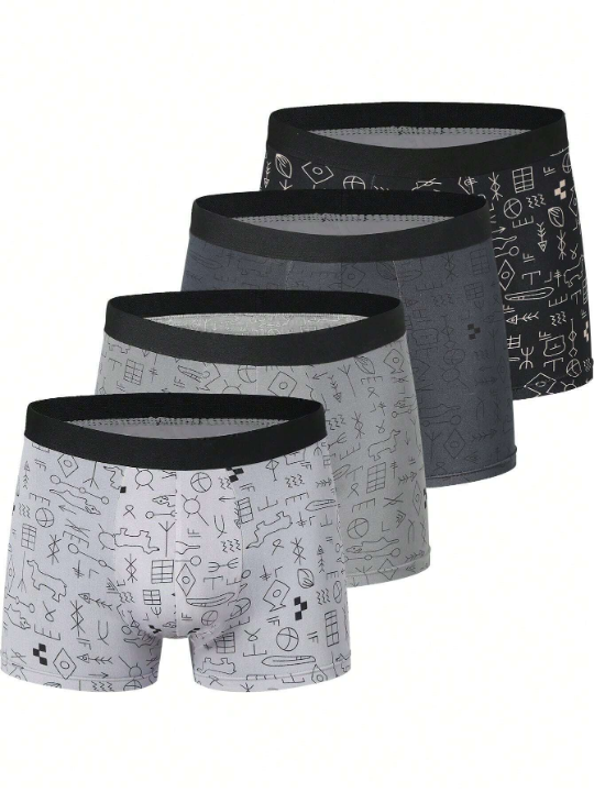 4pcs/Pack Men's Boxer Briefs Shorts For Teenagers, Sports & Comfortable, Summer