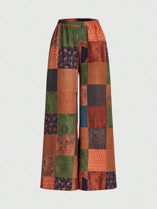ROMWE Hippie Patchwork Floral Printed Pants