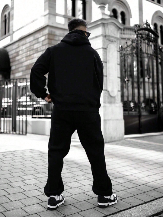 Men's Solid Color Hooded Sweatshirt, Versatile Style