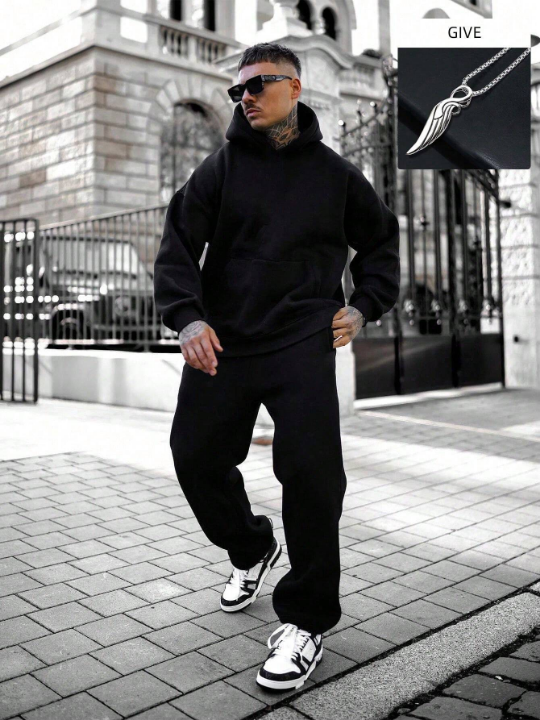 Men's Solid Color Hooded Sweatshirt, Versatile Style