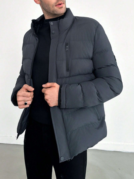 Men'S Stand Collar Padded Coat