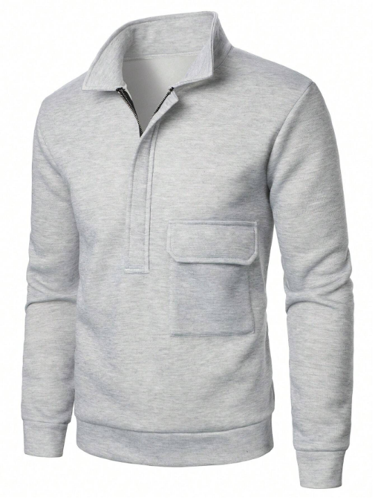 Manfinity Men's Half Zippered Long Sleeve Sweatshirt