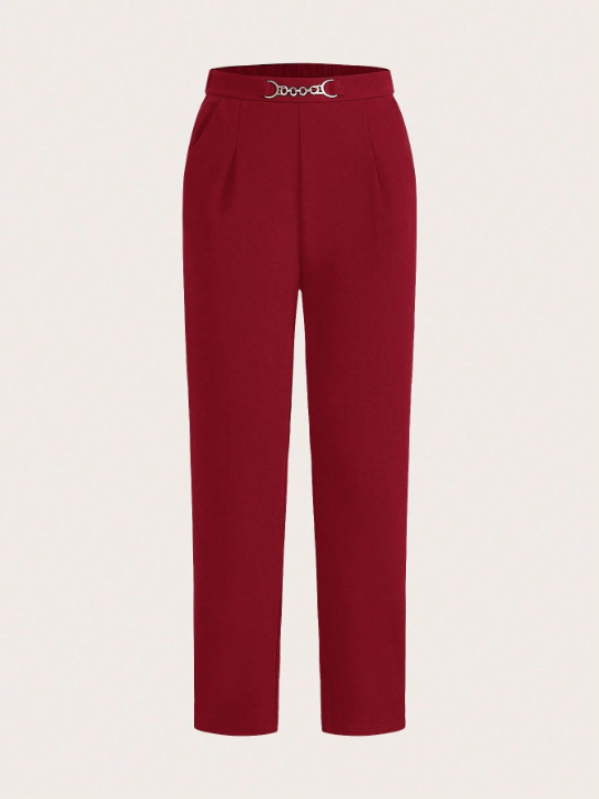 Priv Women's Pants With Waist Chain And Pocket Decoration