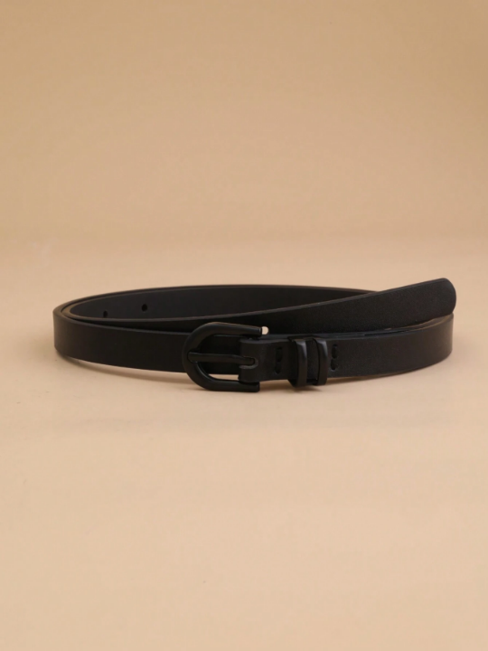 Ladies' Simple & Fashionable U-Shaped Buckle Leather Belt Decorative Waistband Fits All
