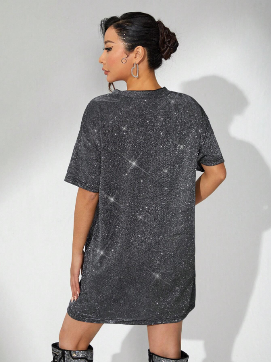 ICON Going Out Short Sleeve Round Neck Black Dress
