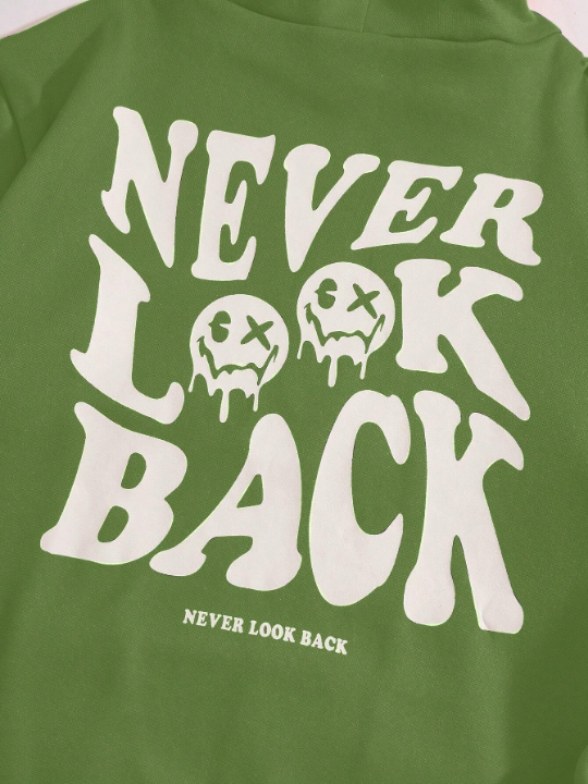 Manfinity Hypemode Men's Hooded Knitted Sweatshirt With Slogan Print