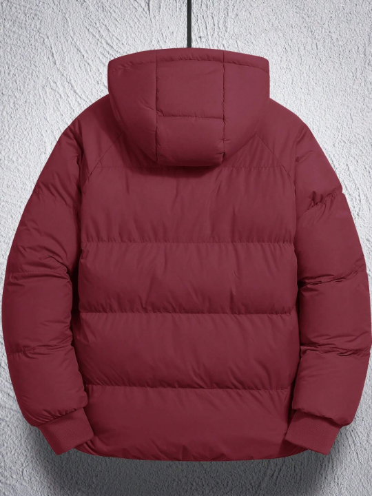 Manfinity Homme Men's Solid Color Hooded Long Sleeve Padded Jacket With Raglan Sleeves