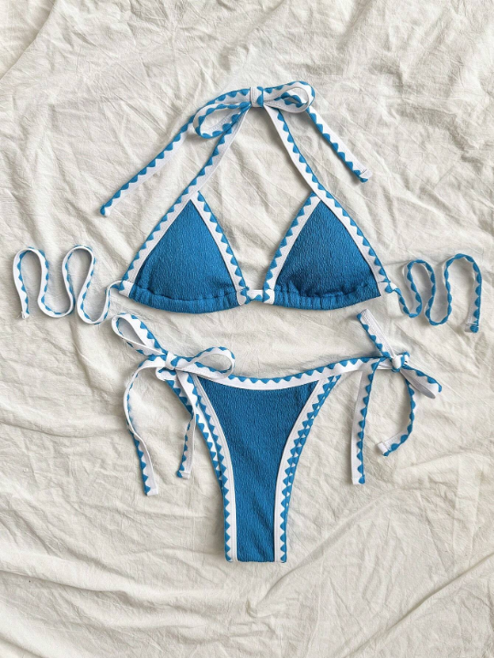 2024 New Halter Strap Two Piece Bikini Set, Sexy Women's Swimwear