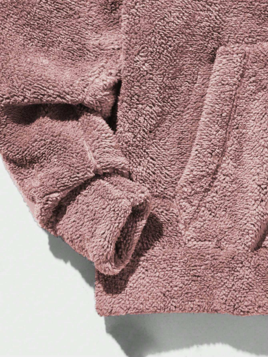 Manfinity Hypemode Men's Solid Color Drawstring Hooded Plush Sweatshirt