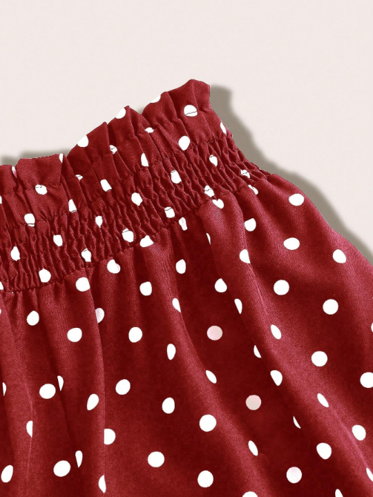 Priv Women's Polka Dot Shirred Waisted Wide Leg Pants