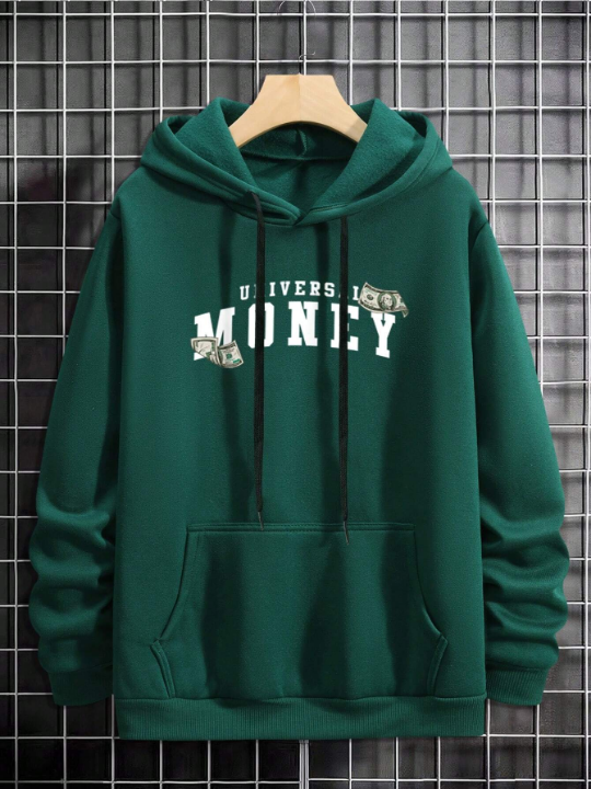 Manfinity Men'S Letter Skeleton Hand Printed Hoodie