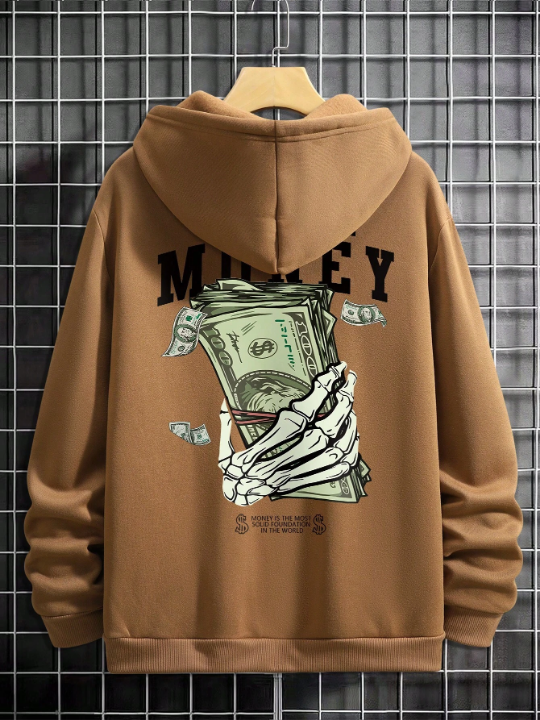 Manfinity Men'S Letter, Skull, And Hand Printed Hoodie