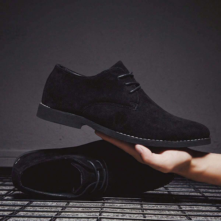 Men's New Retro Boots For Four Seasons With Suede Material And High-Top, Cross-Border Shoes For Men With Plus Size (Thin, One Size Smaller)