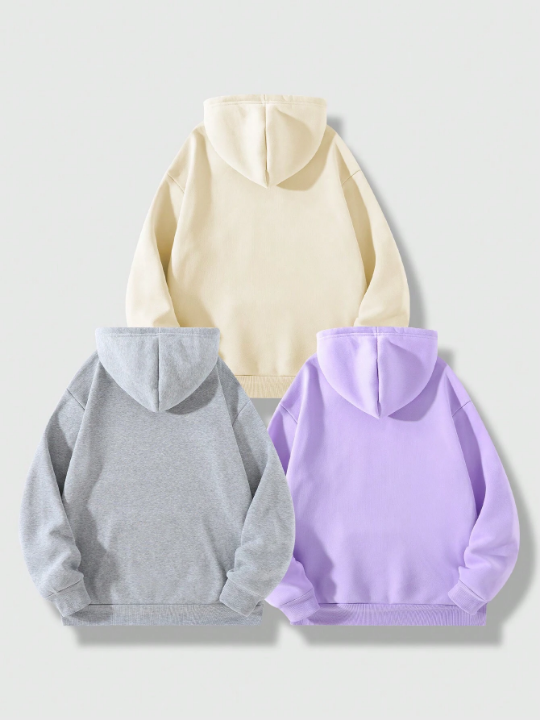 Manfinity Basics Loose Fit Men's Solid Color Hooded Pullover With Drawstring