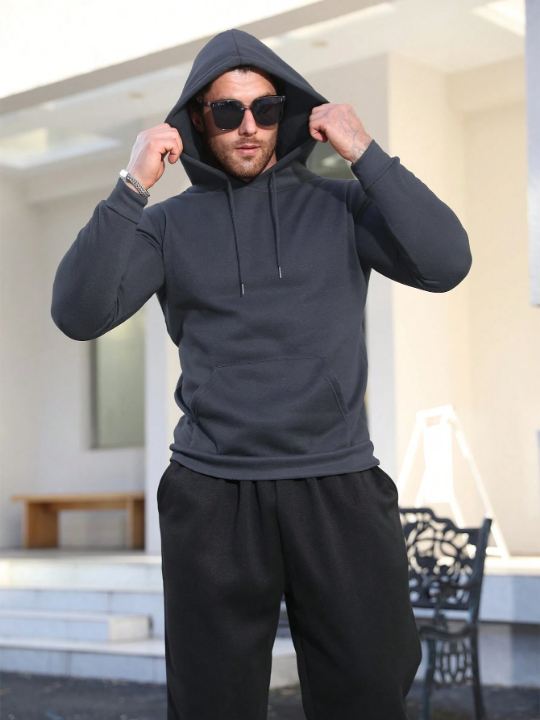 Men's Drawstring Hooded Pullover Sweatshirt