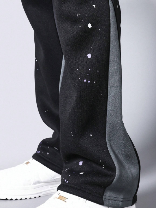 SUMWON Flare Fit Jogger With Paint Print