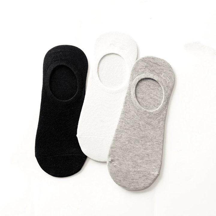 6 Pairs/Set Men's Boat Socks, Suitable For Daily Use, In Black, White And Gray