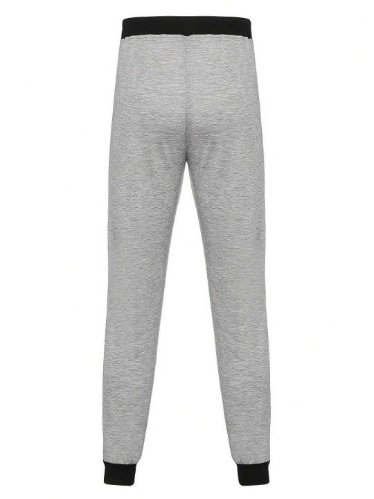 Men Contrast Panel Drawstring Waist Sweatpants