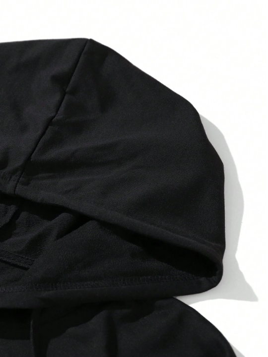 Rick and Morty | ROMWE Men Letter Graphic Drawstring Hoodie