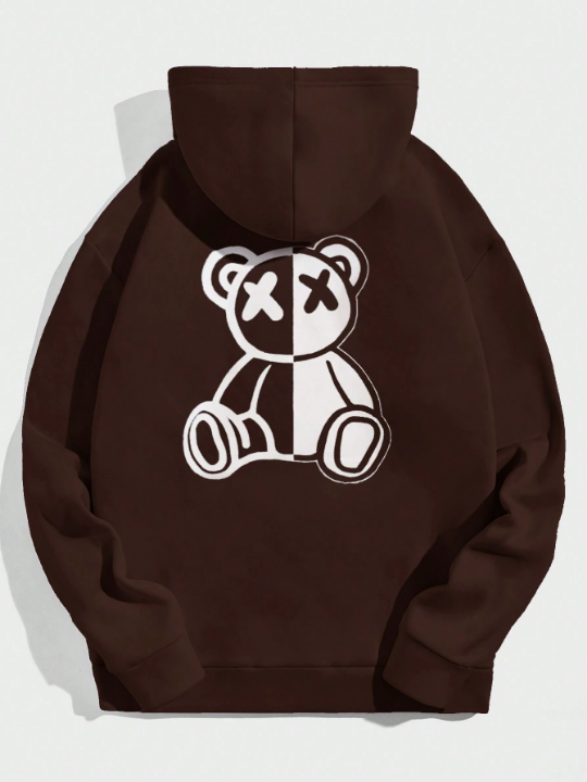 Manfinity Hypemode Men's Cartoon Bear Printed Hooded Sweatshirt