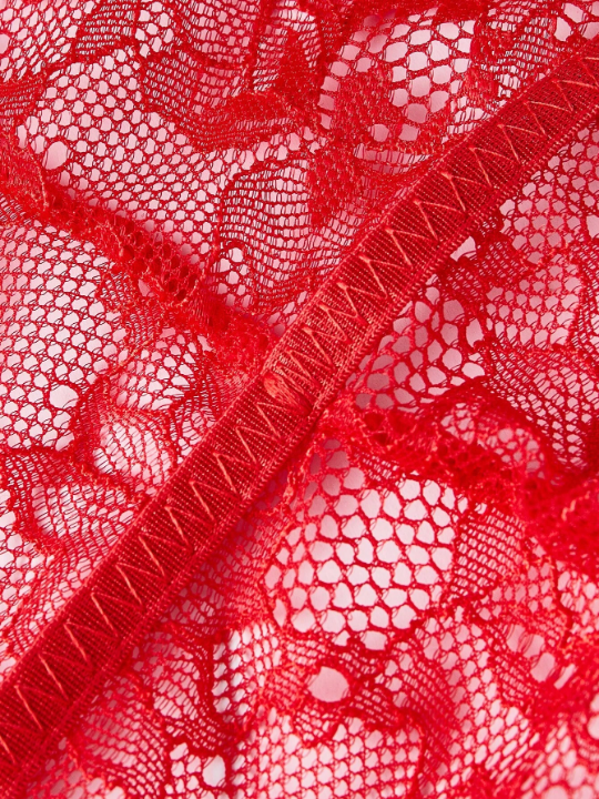 ROMWE Goth Women's Cut-Out Eyelash Lace Bodysuit Sexy Lingerie